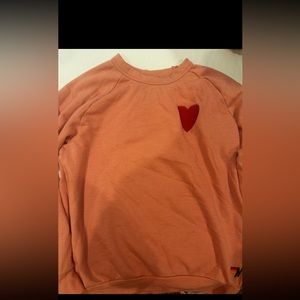 aviator nation pink heart crew neck